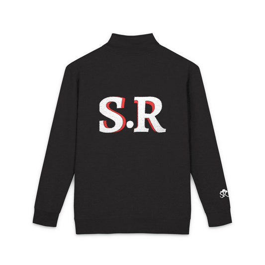 Texas Flag Embroidered Pullover — SR Monogram Fleece Quarter‑Zip