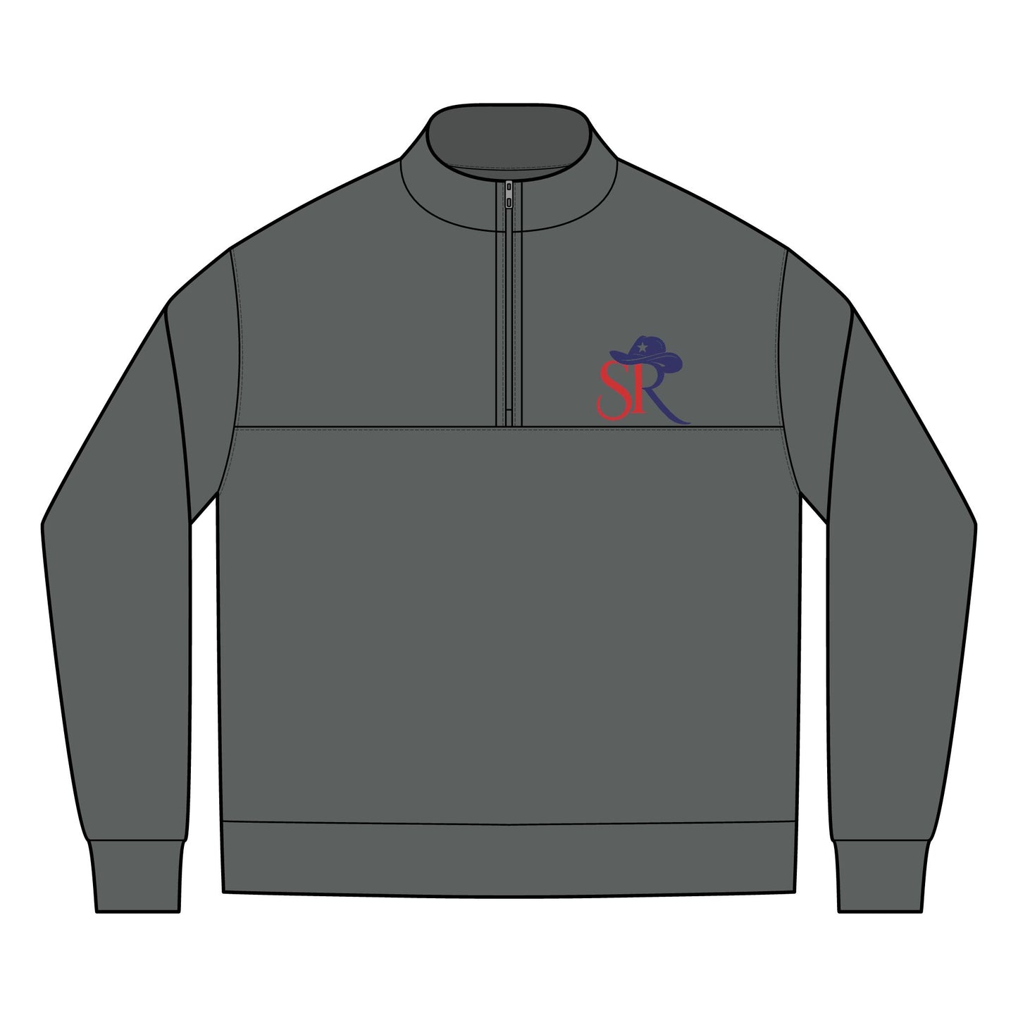 Men's Embroidered Quarter-Zip Pullover — SR Logo Linear Texture