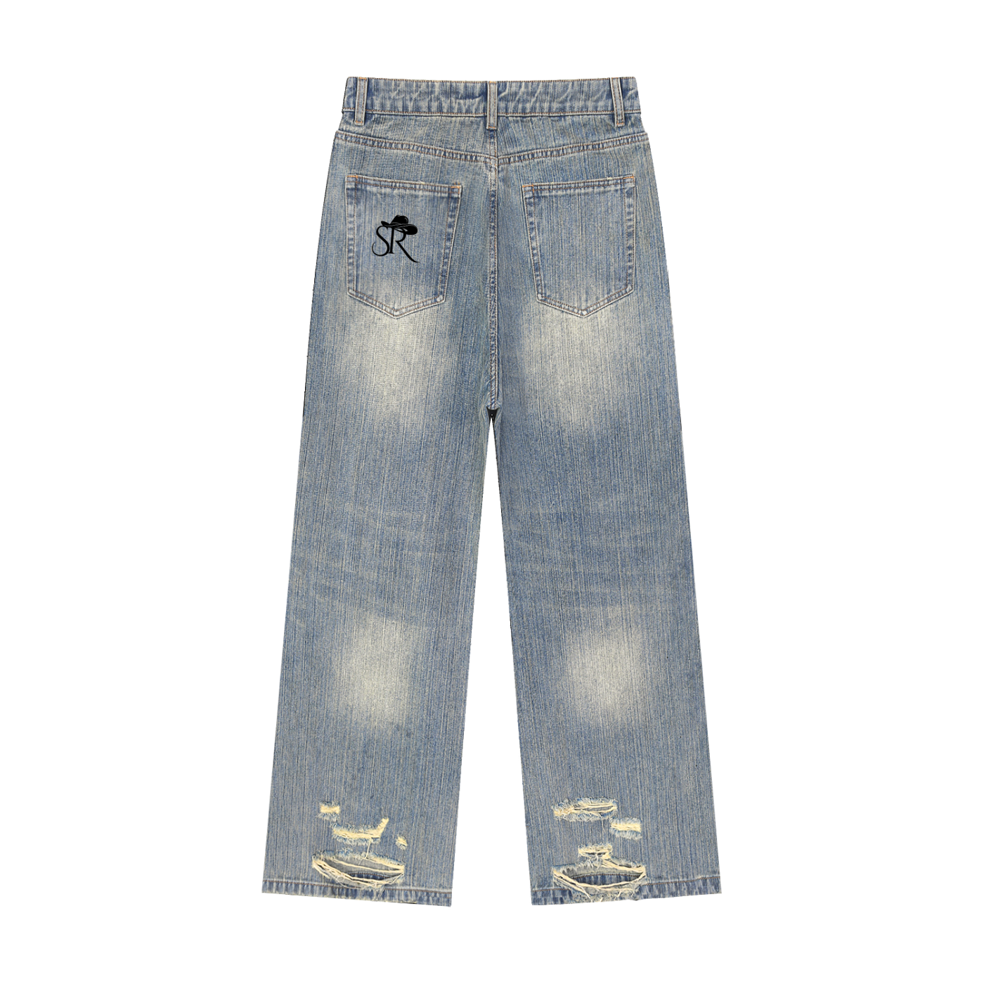 Vintage Wash Distressed Denim Jeans