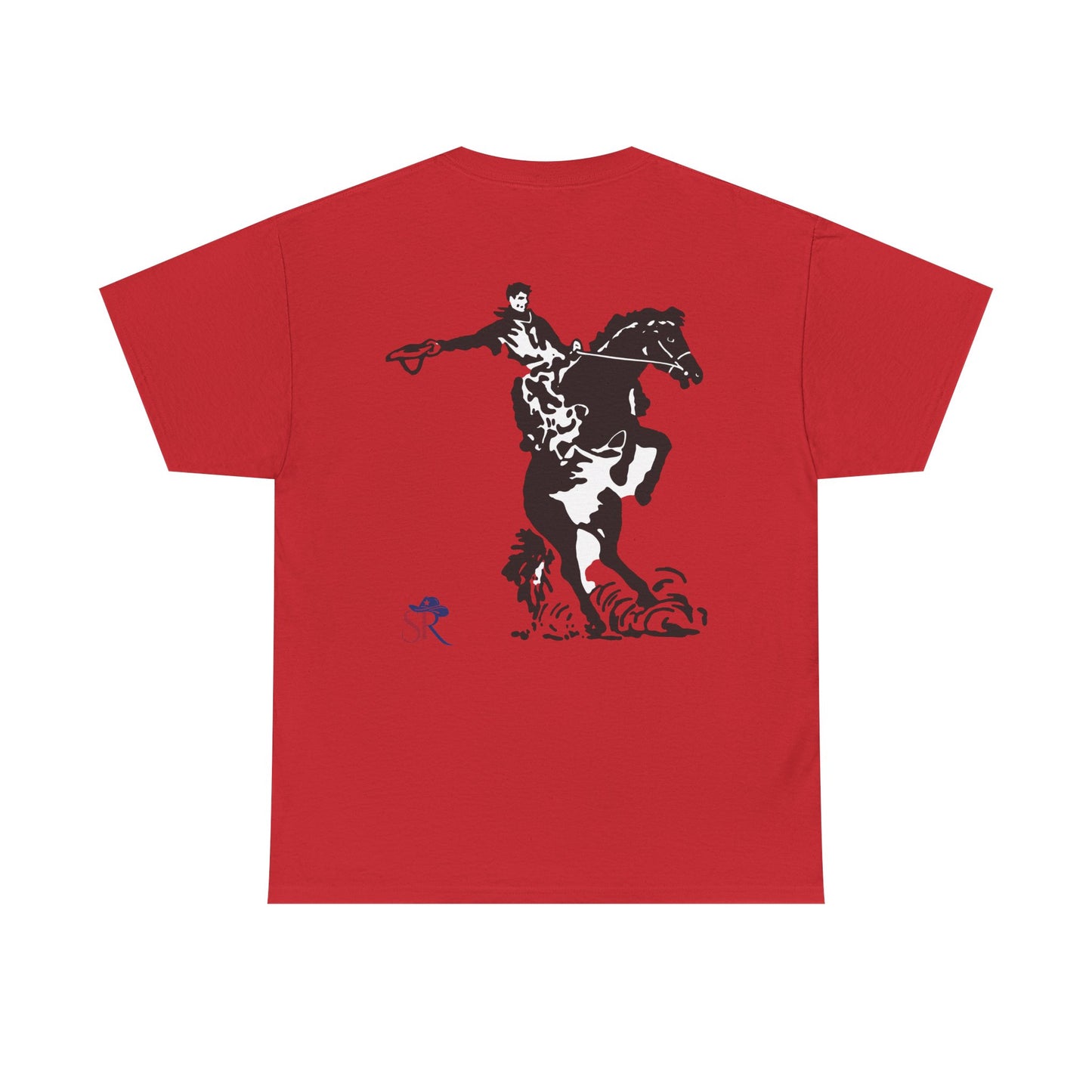 Stay Kanchi Tee — Minimalist White T‑Shirt with Rodeo Horse Back Graphic