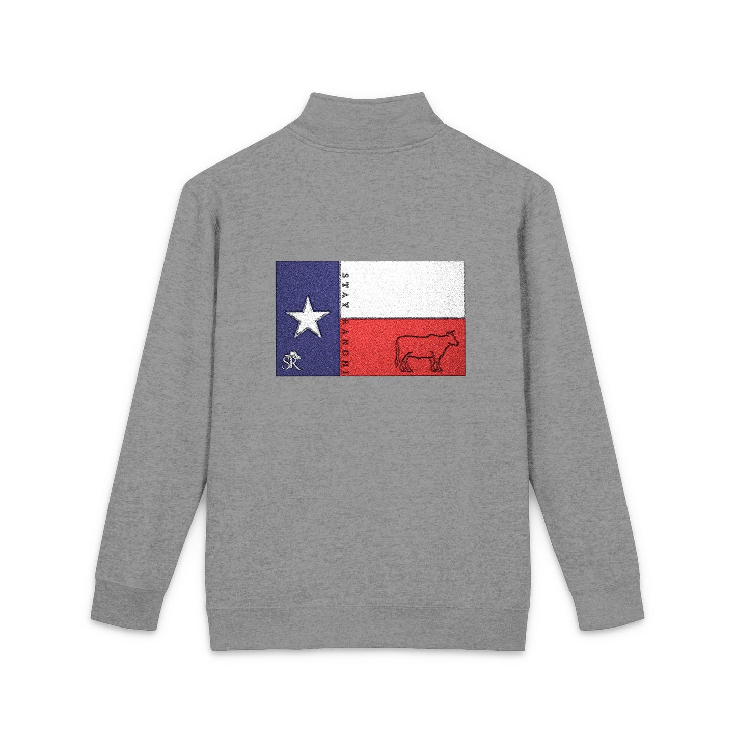 Texas Flag Embroidered Half-Zip Pullover — Cozy Fleece Jacket for Lone Star Pride