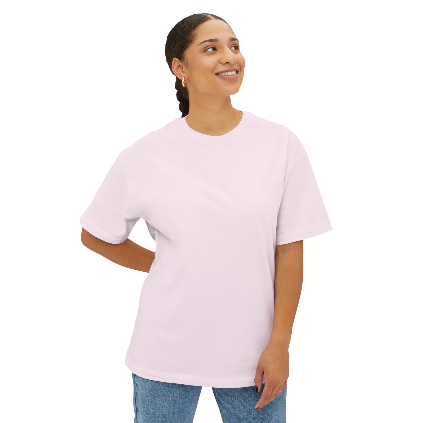 Boxy Tee — 'STAY RANCHI' Pastel Pink Oversized Graphic T-Shirt