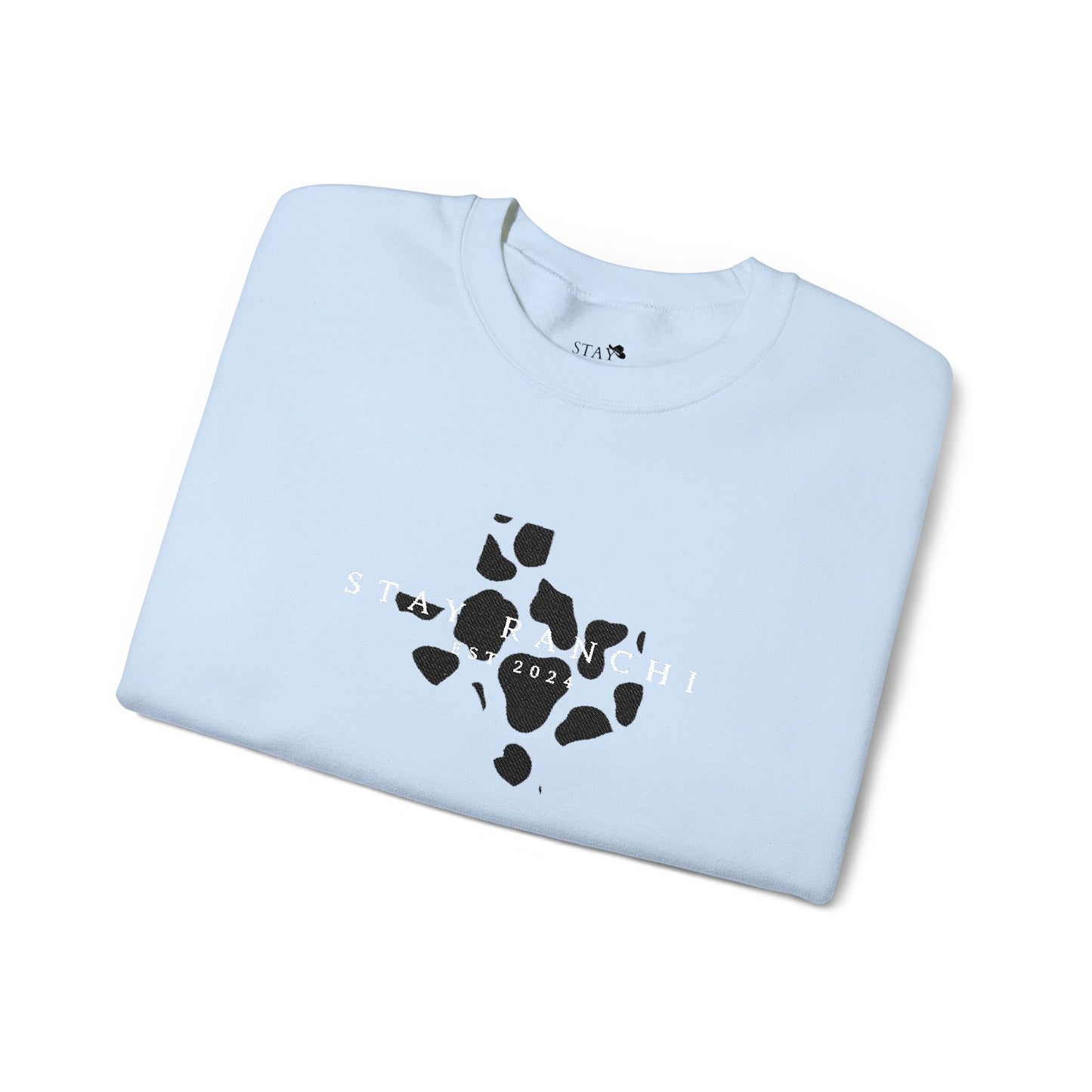 Cow Print Texas Crewneck Sweatshirt — Texas Heartland Graphic Pullover