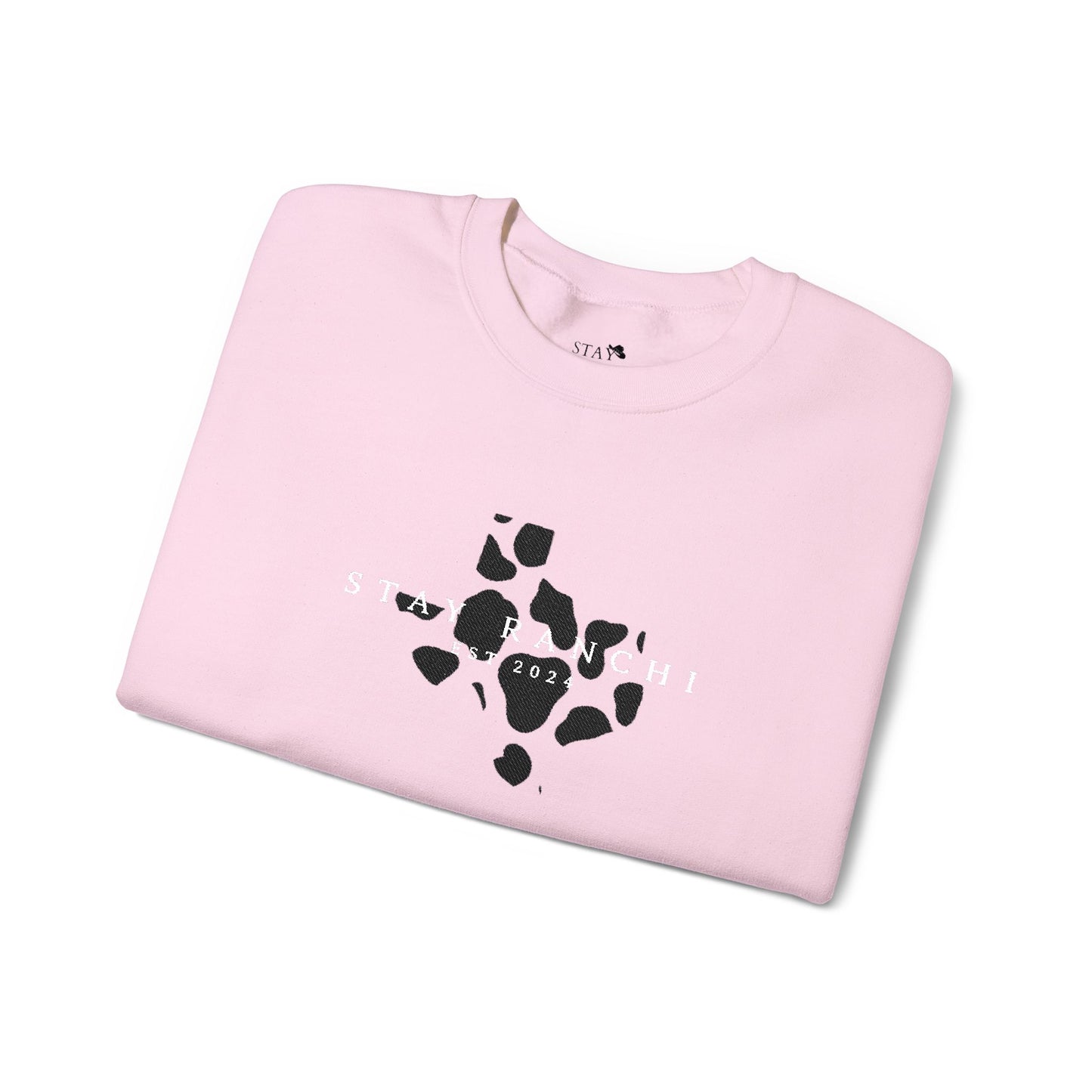 Cow Print Texas Crewneck Sweatshirt — Texas Heartland Graphic Pullover