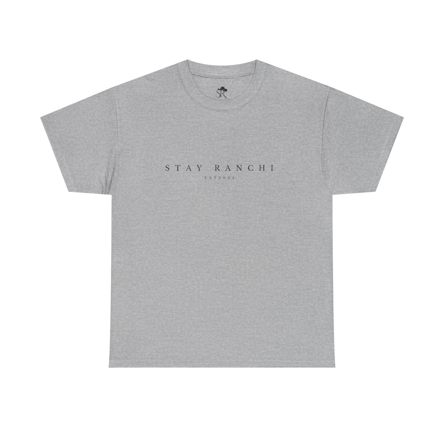 Stay Kanchi Tee — Minimalist White T‑Shirt with Rodeo Horse Back Graphic