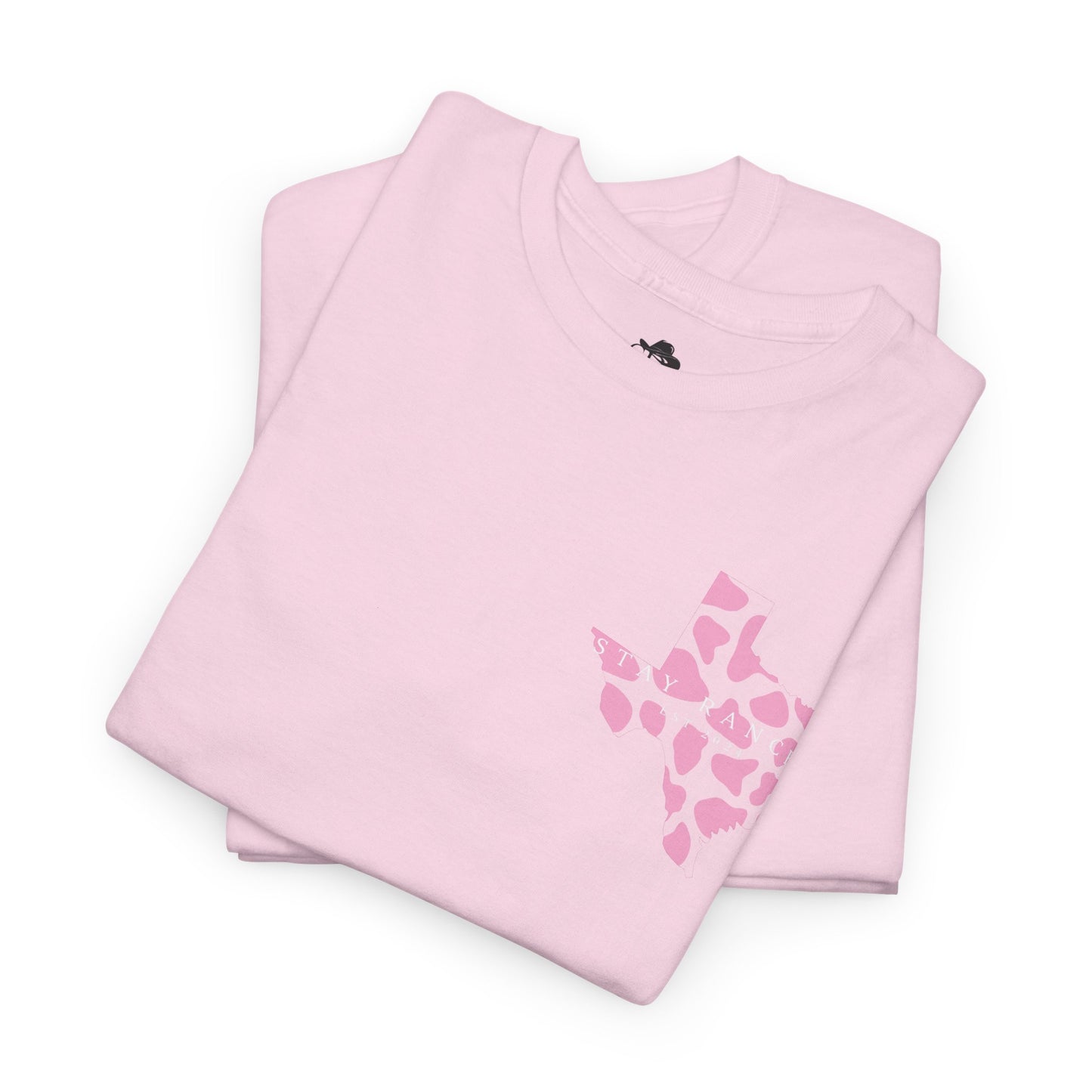 Texas Cow Print T-Shirt — Minimal Lone Star Cowhide Tee