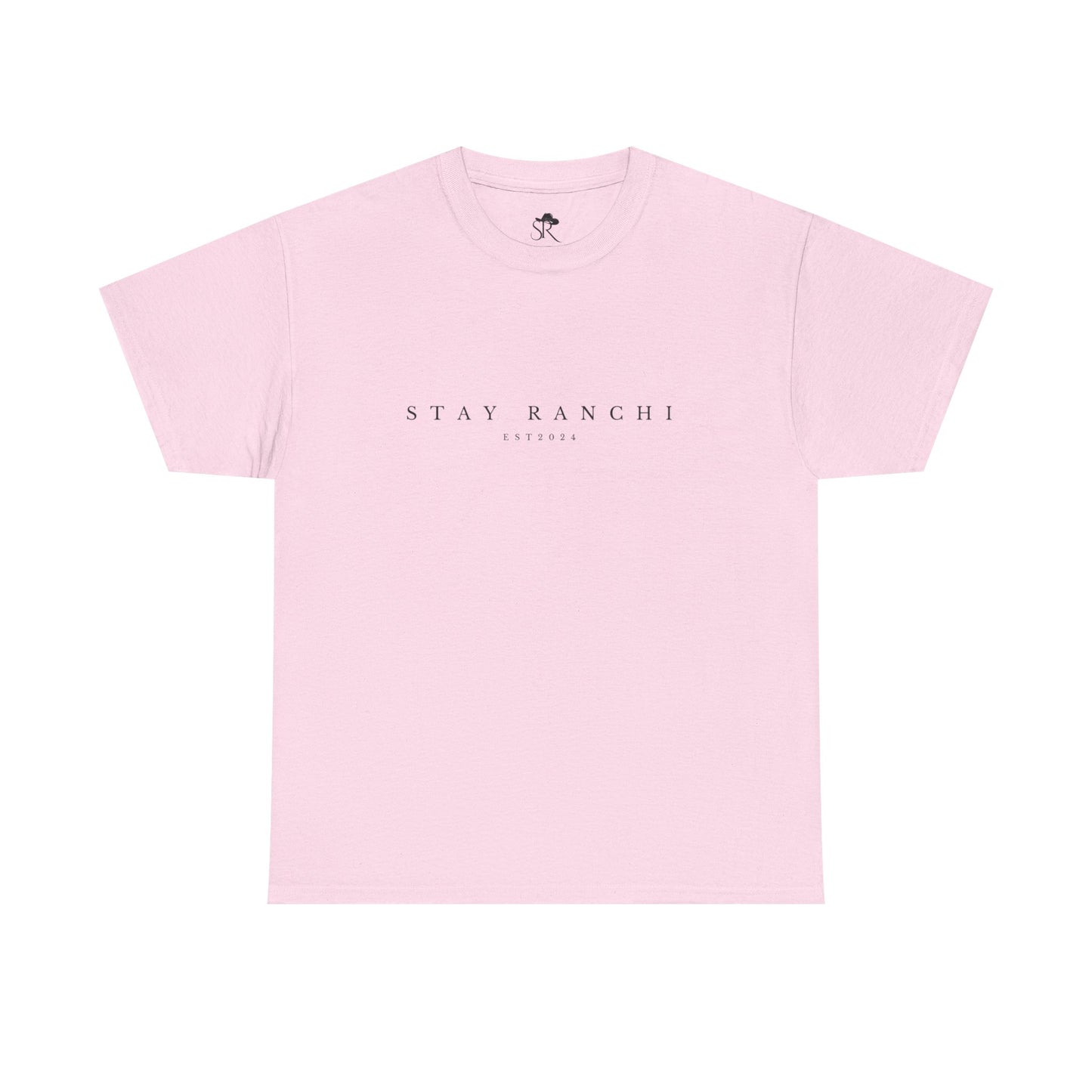 Stay Kanchi Tee — Minimalist White T‑Shirt with Rodeo Horse Back Graphic