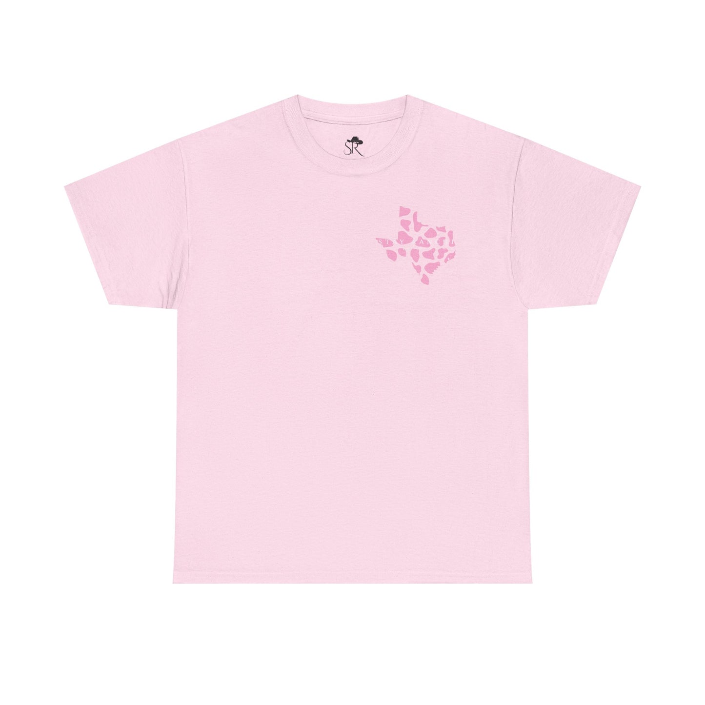 Texas Cow Print T-Shirt — Minimal Lone Star Cowhide Tee