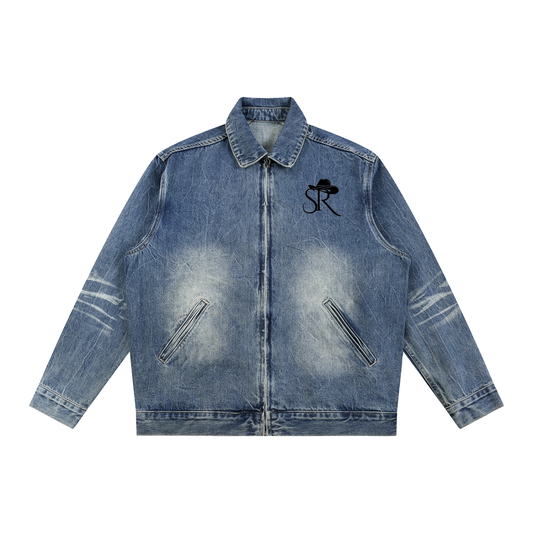 Vintage Wash Zip Up Denim Jacket