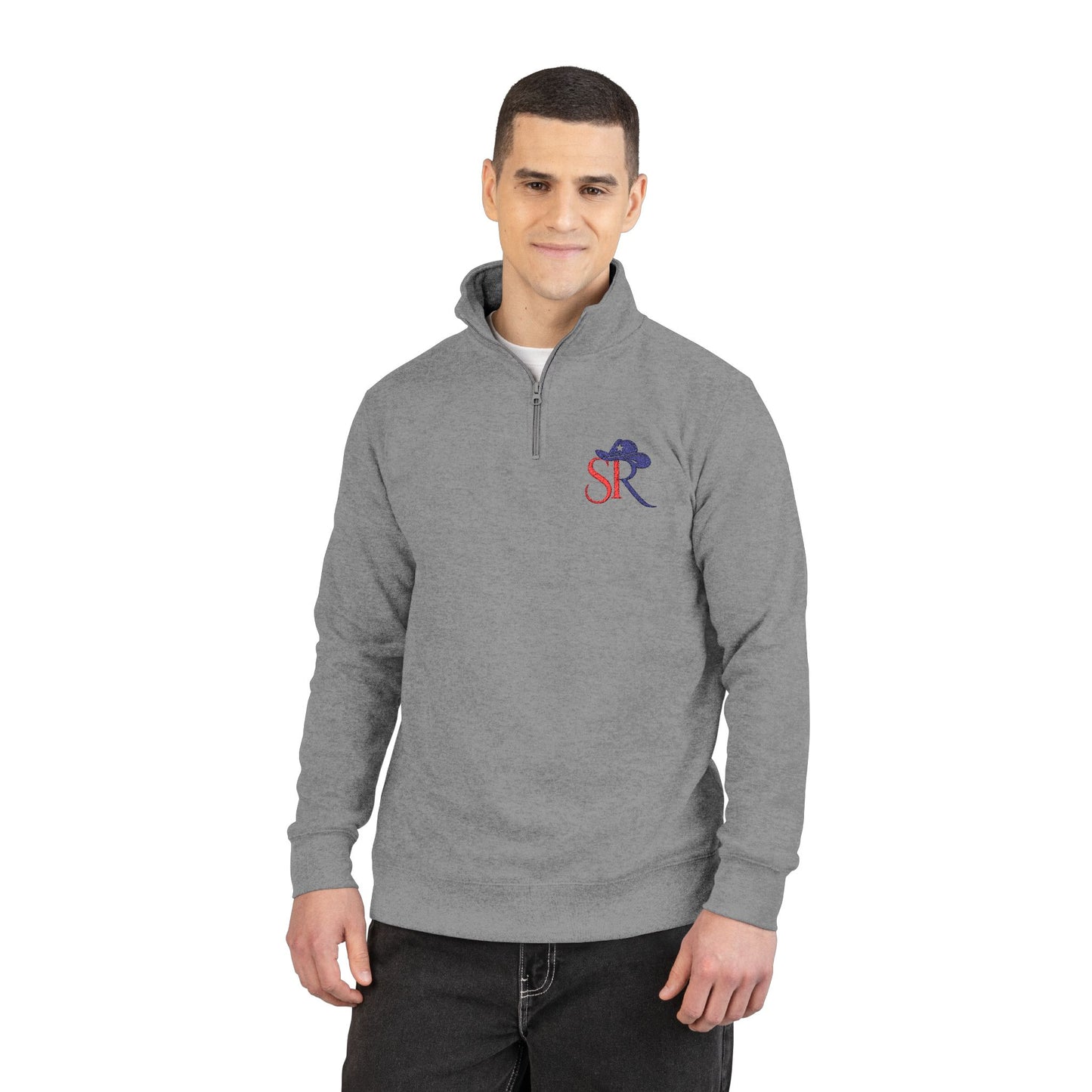 Texas Flag Embroidered Half-Zip Pullover — Cozy Fleece Jacket for Lone Star Pride