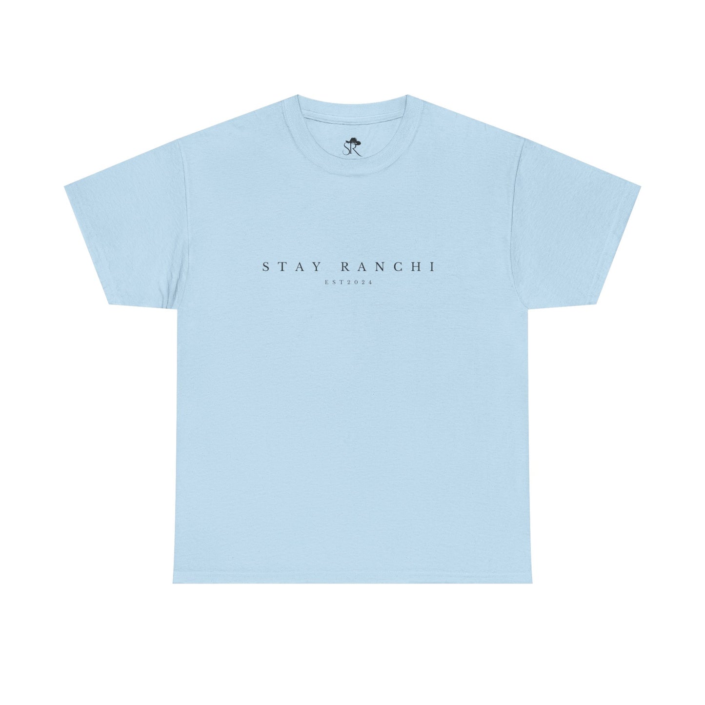 Stay Kanchi Tee — Minimalist White T‑Shirt with Rodeo Horse Back Graphic