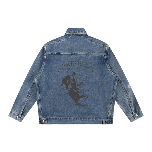 Vintage Wash Zip Up Denim Jacket